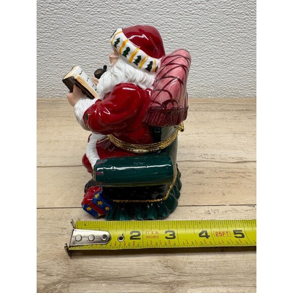 Traditions Hand Painted Porcelain Decorative Trinket Box Santa Claus - Picture 13 of 16